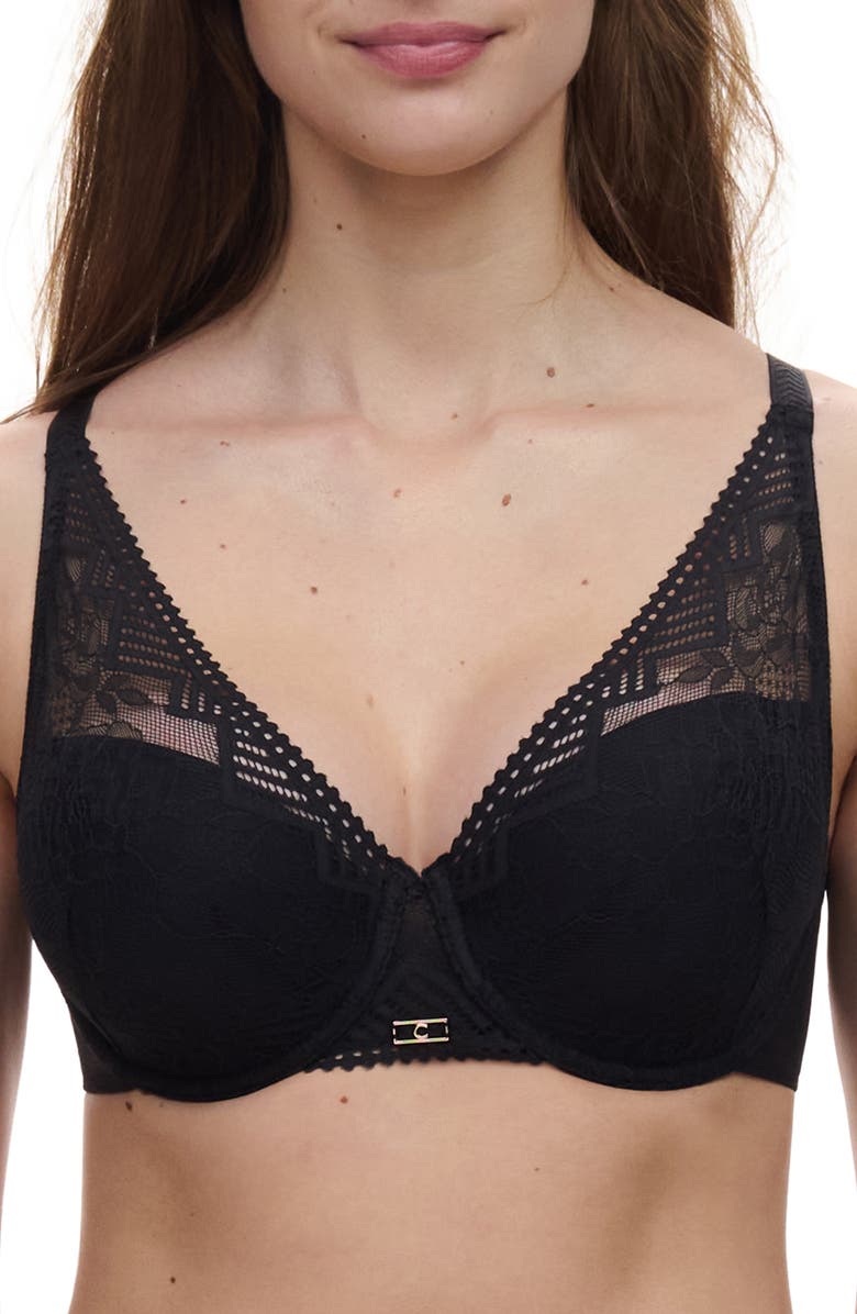 Chantelle Lingerie Origins Underwire Plunge Bra, Main, color, Black