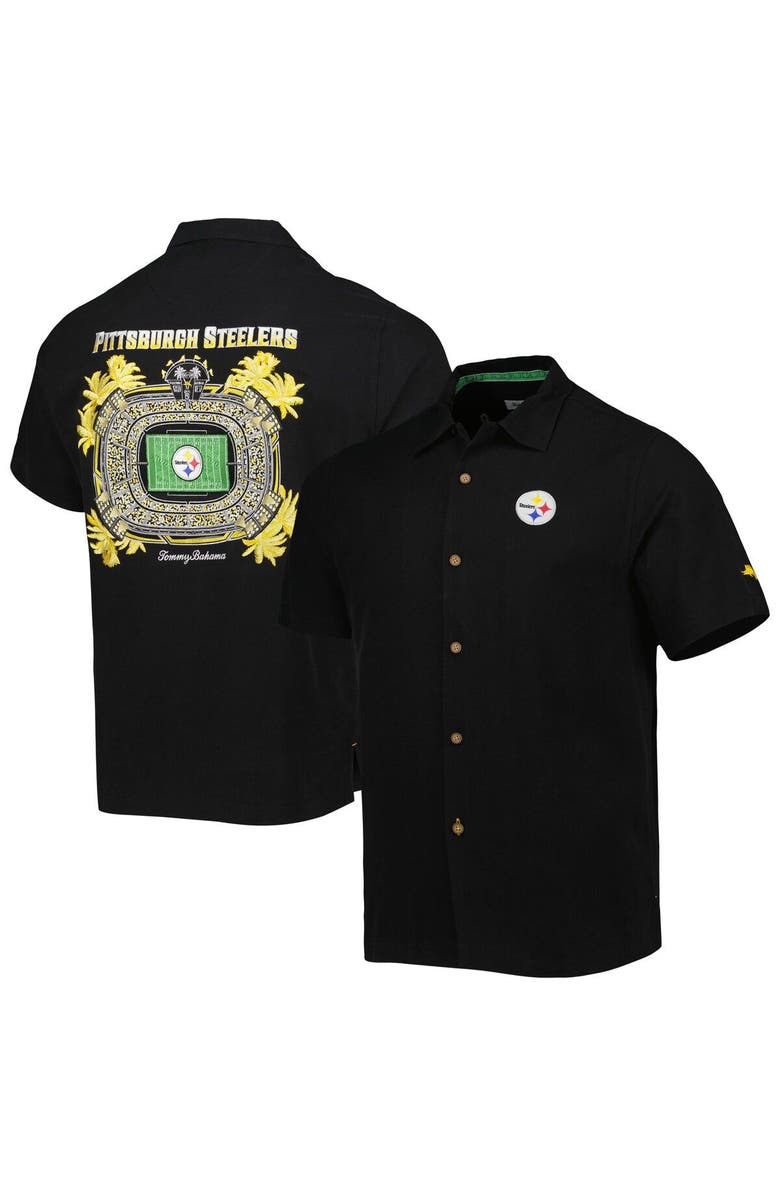 Tommy Bahama Men's Tommy Bahama Black Pittsburgh Steelers Top of Your Game Camp Button-Up Shirt, Main, color, 