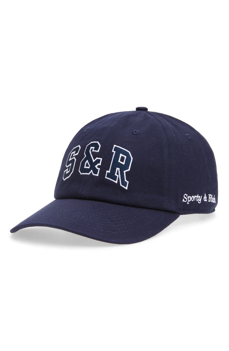 Sporty & Rich Ivy Adjustable Baseball Cap, Main, color, Dark Navy