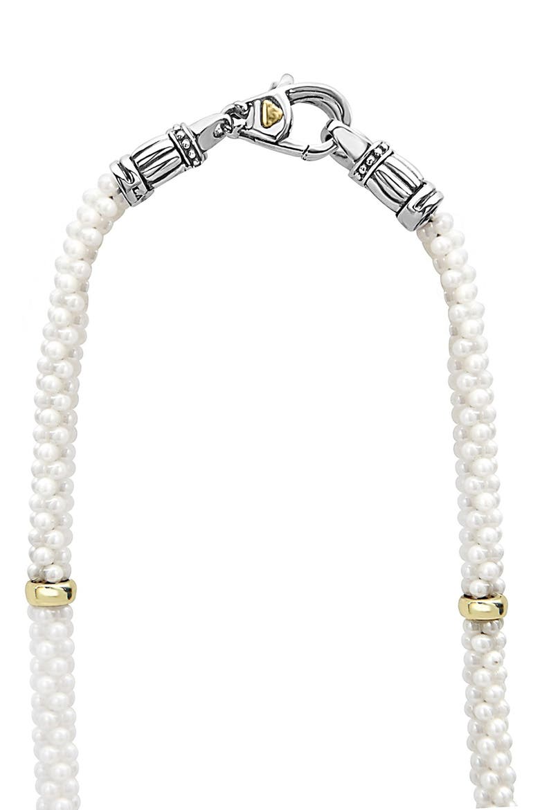 'White Caviar' 5mm Beaded Station Necklace, Alternate, color, WHITE CAVIAR