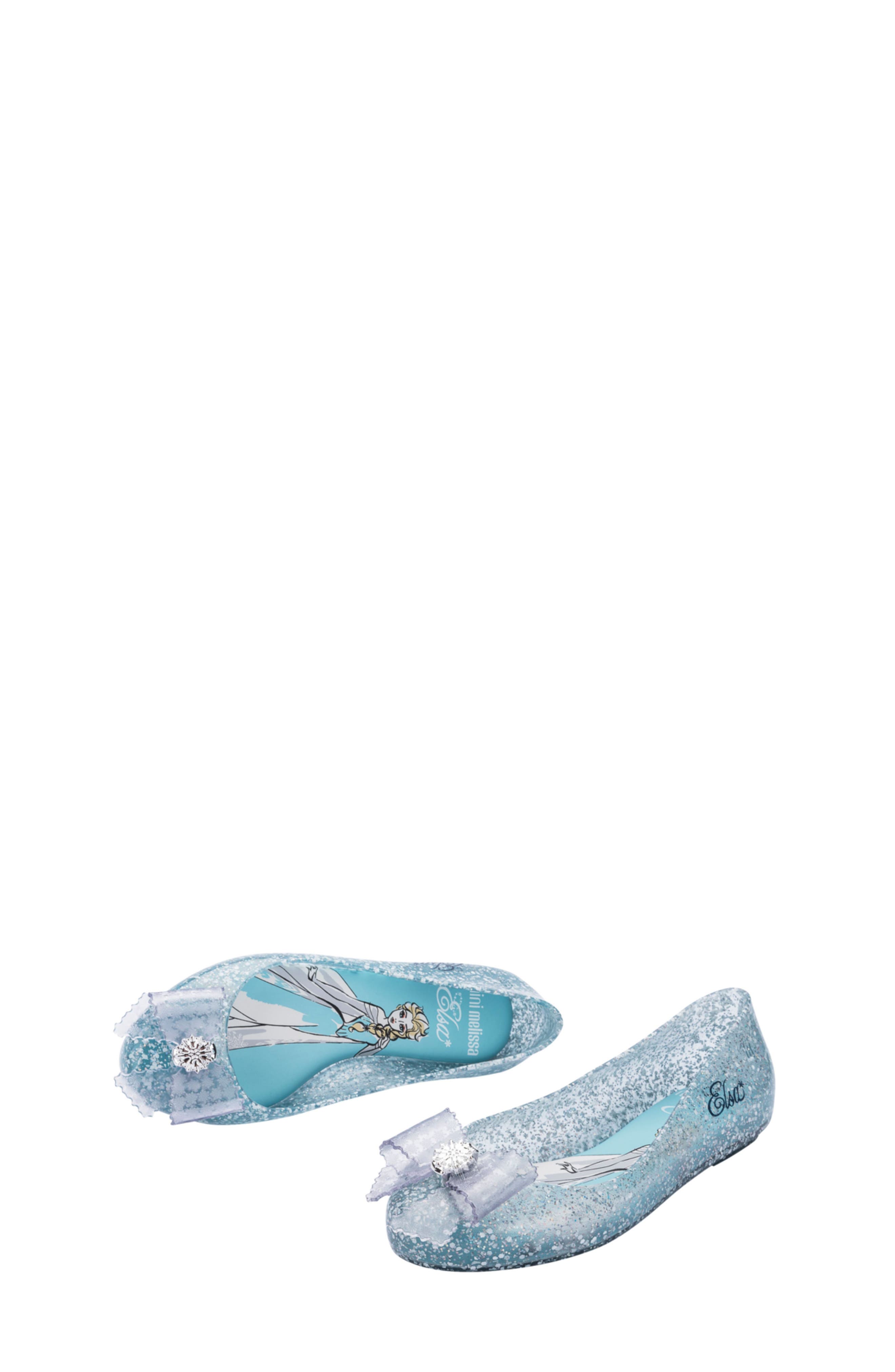 Melissa Mini Melissa Sweet Love Disney Princess Flat, Alternate, color, Glitter Blue/ Blue