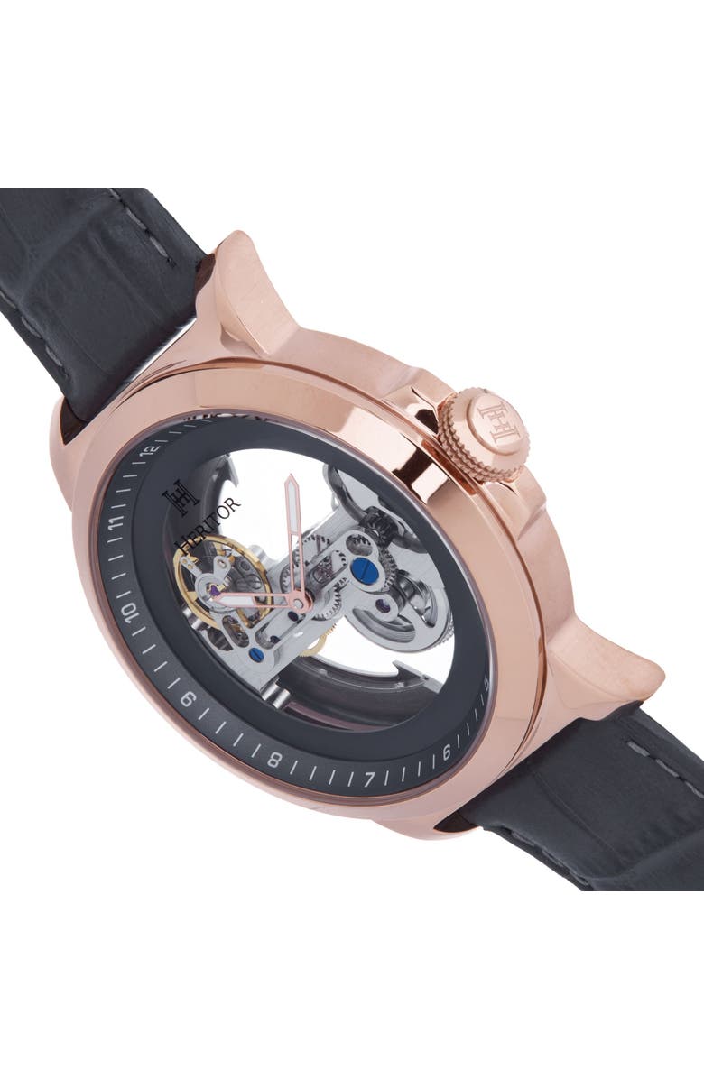 Heritor Automatic Xander Semi-Skeleton Leather-Band Watch, Alternate, color, 