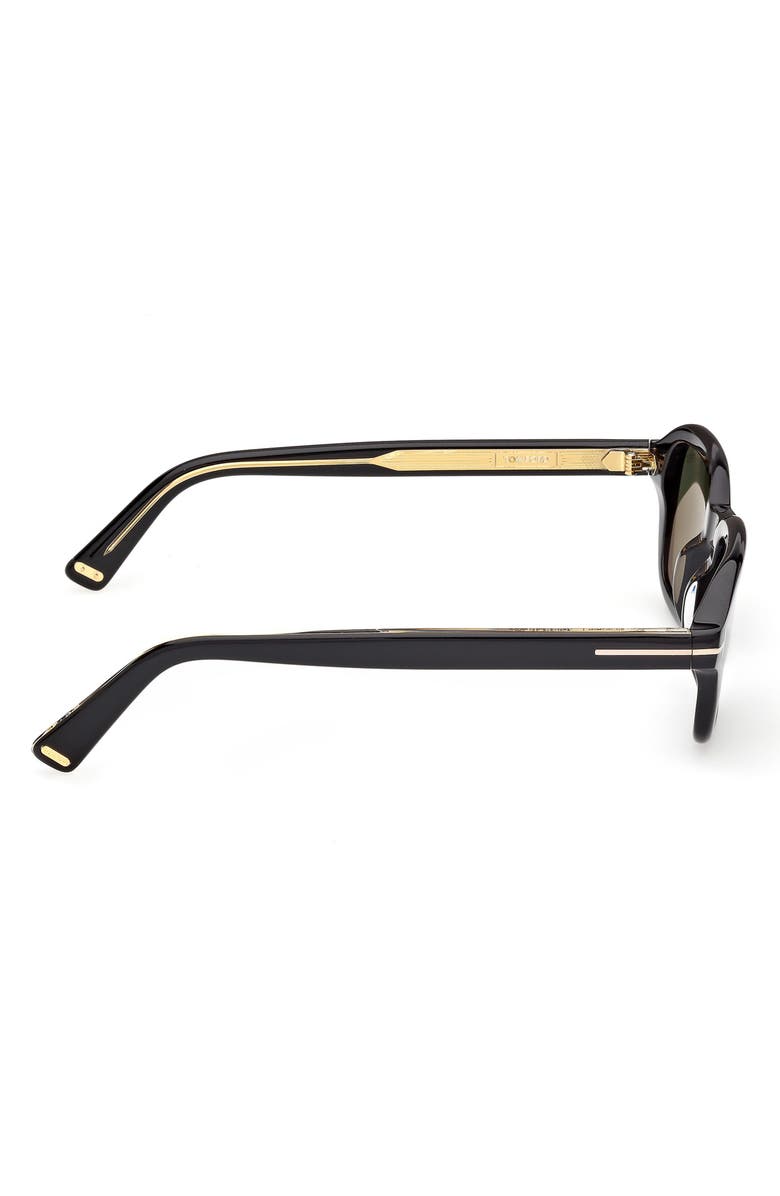 TOM FORD 46mm Small Square Sunglasses, Alternate, color, Black Yellow Gold / Green