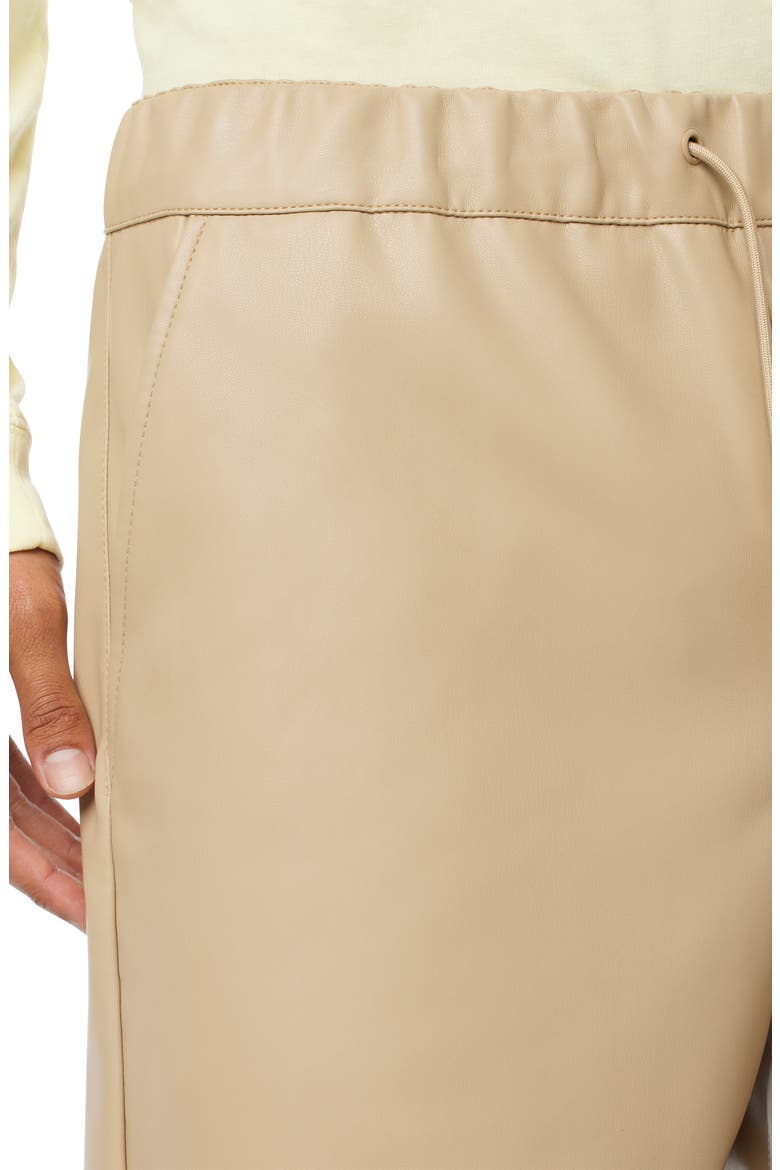 Faux Leather Drawstring Shorts, Alternate, color, SANDY