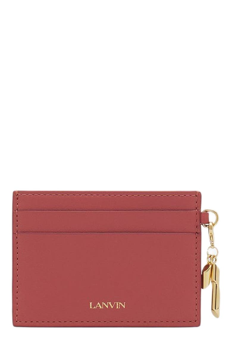 Lanvin Séquence Leather Cardholder, Main, color, Litchi