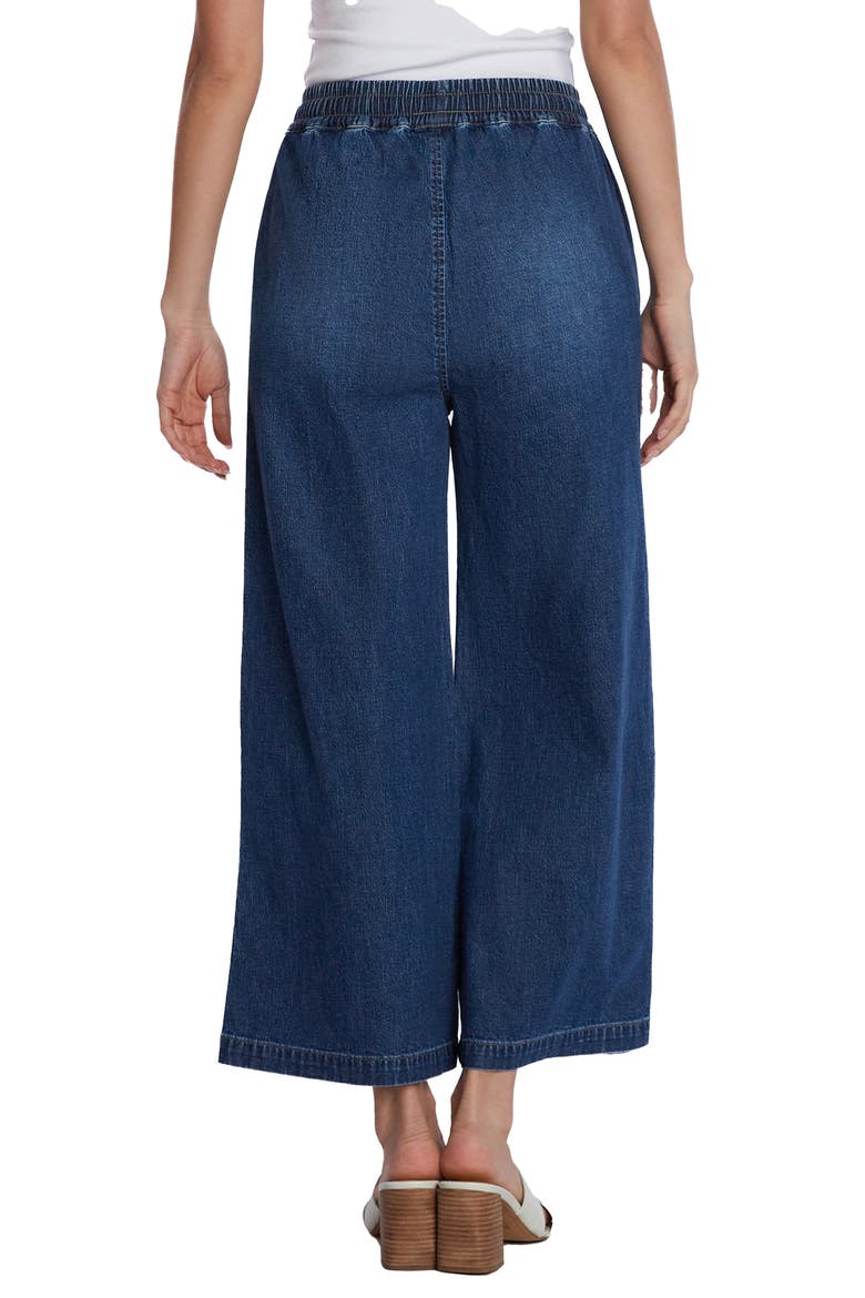 Drawstring Ankle Wide Leg Jeans, Alternate, color, BAHAMA BLUE