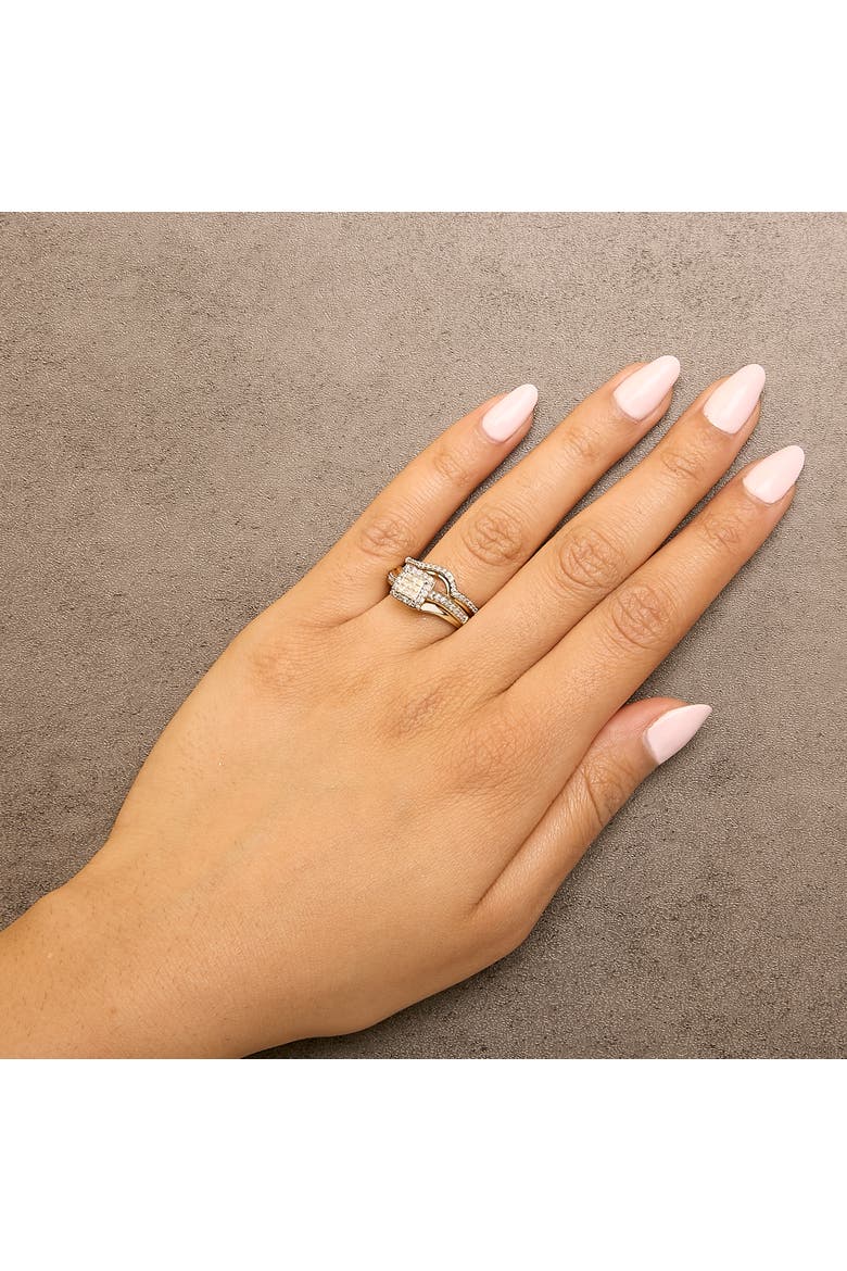 14K Yellow Gold Plated Sterling Silver 1/2 Cttw Princess Square Diamond Bridal Set, Alternate, color, Yellow Gold over Silver