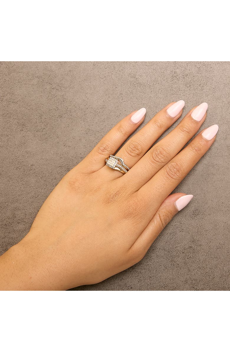 Haus of Brilliance 14K Yellow Gold Plated Sterling Silver 1/2 Cttw Princess Square Diamond Bridal Set, Alternate, color, Yellow Gold Over Silver