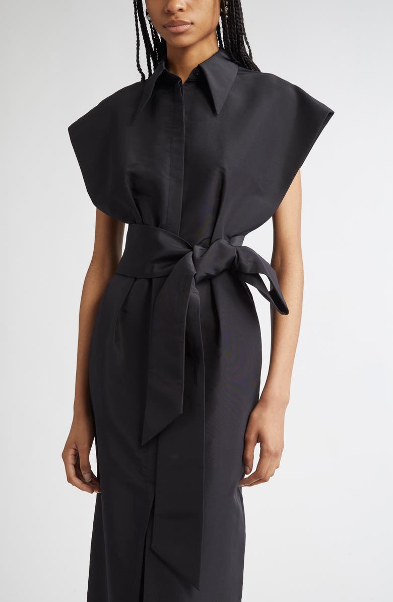 Carolina Herrera Cap Sleeve Silk Faille Column Trench Dress, Alternate, color, 