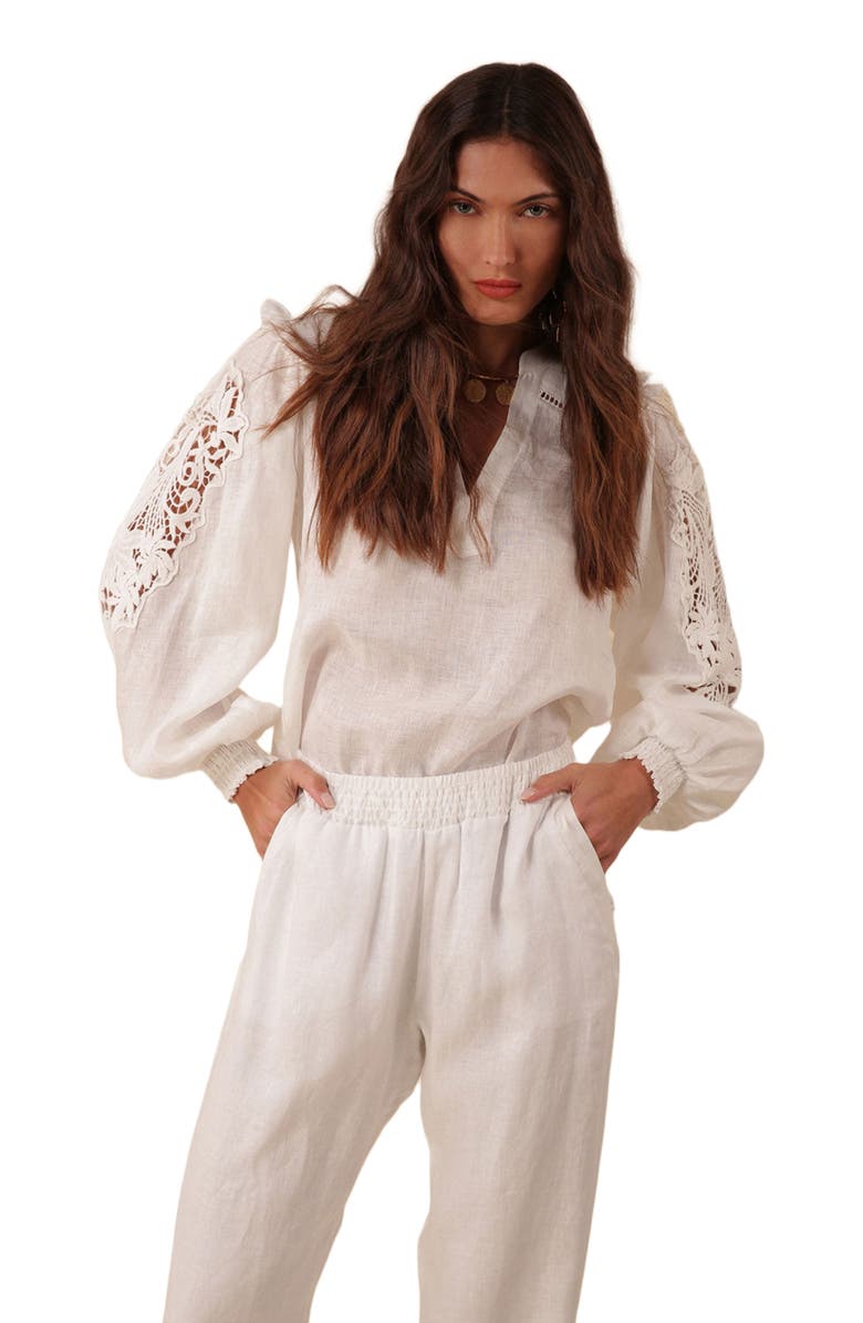 Hale Bob Reese Solid Linen Top, Main, color,