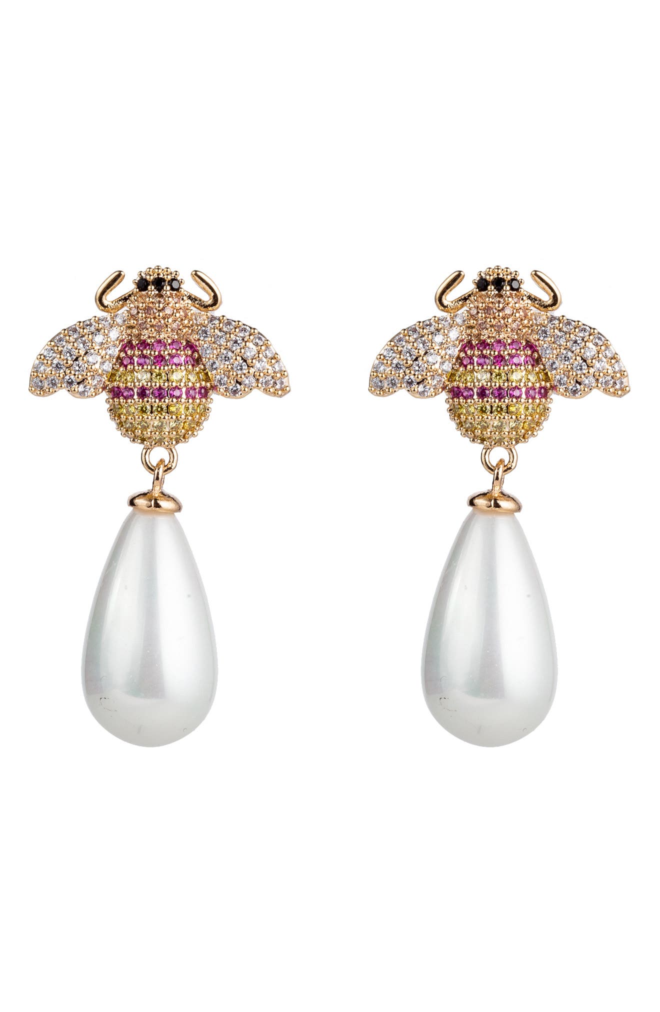 EYE CANDY LOS ANGELES Angelina CZ Pavé Imitation Pearl Drop Earrings