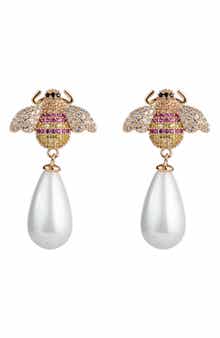 EYE CANDY LOS ANGELES Angelina CZ Pavé Imitation Pearl Drop Earrings