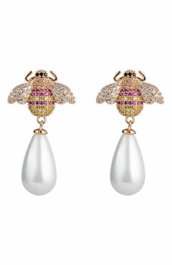 Angelina CZ Pavé Imitation Pearl Drop Earrings