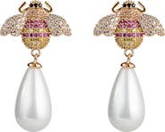 EYE CANDY LOS ANGELES Angelina CZ Pavé Imitation Pearl Drop Earrings