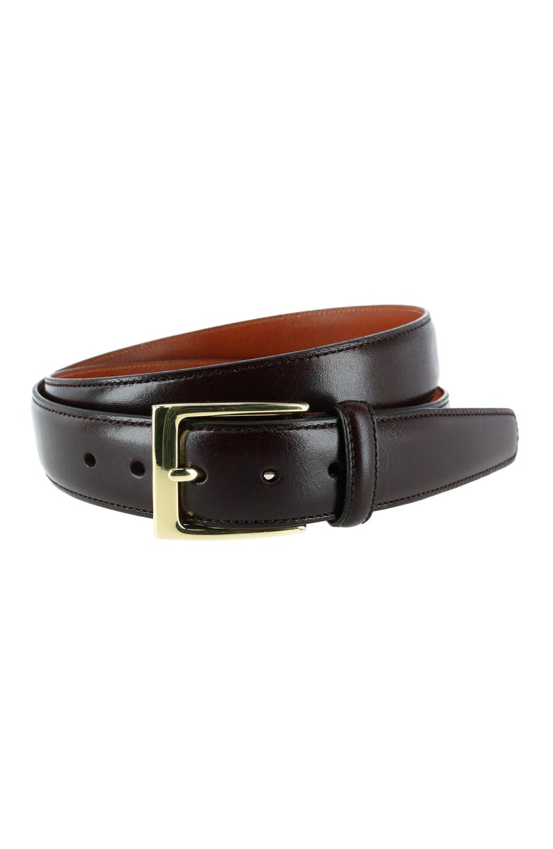 Trafalgar Big & Tall Classic Cortina 30mm Leather Belt, Main, color, Dark Brown