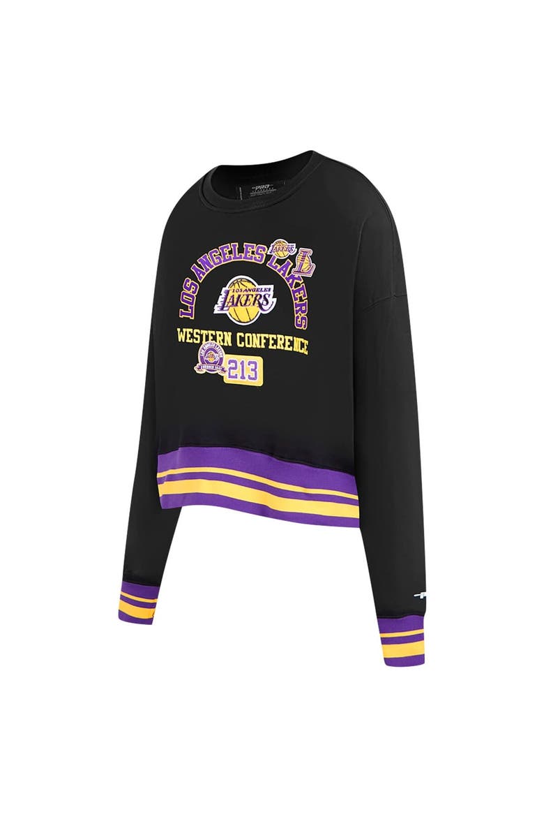 Women's Pro Standard Black Los Angeles Lakers Area Code Cropped Pullover Sweatshirt, Alternate, color, Black