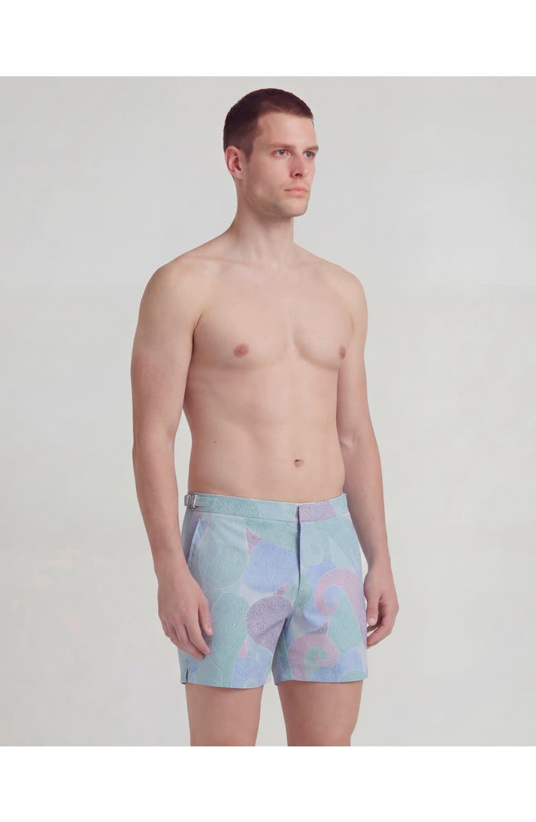 Lords of Harlech Grain Paisley Mens Tailored Swim Short, Alternate, color, Grain Paisley Teal