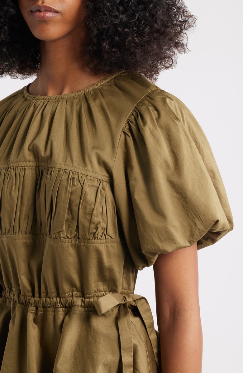 Damson Madder Hadley Ruched Organic Cotton Top, Alternate, color, Olive