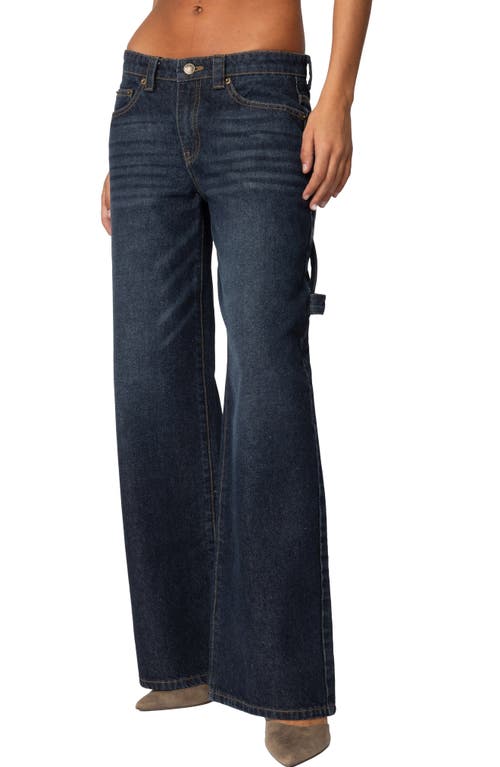 Shop Edikted Wide Leg Carpenter Jeans In Indigo-blue-raw-wash
