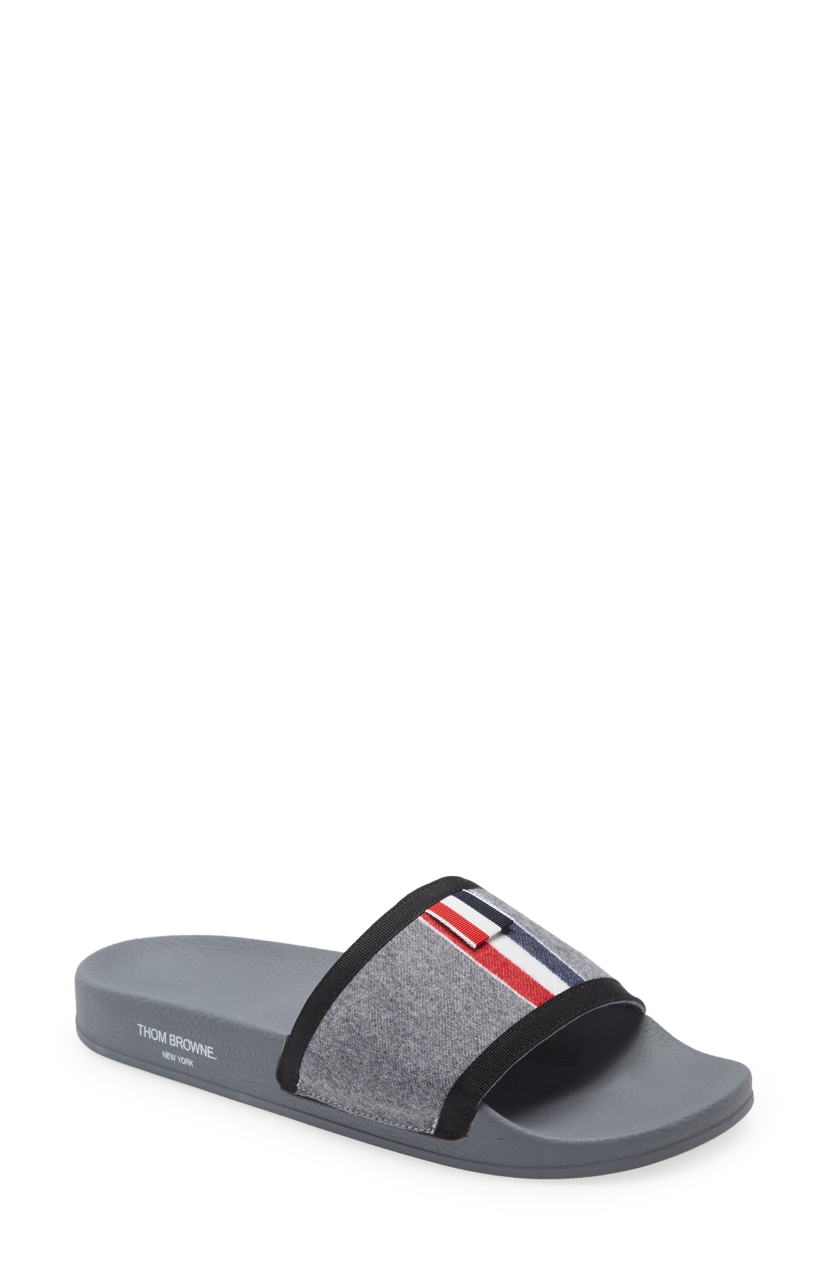 Thom Browne Trompe l'Oeil Wool Slide Sandal, Main, color, 