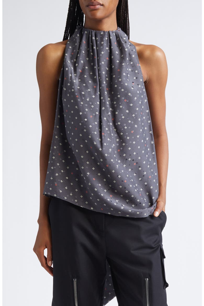 Silk Jacquard Bow Blouse, Main, color, GREY