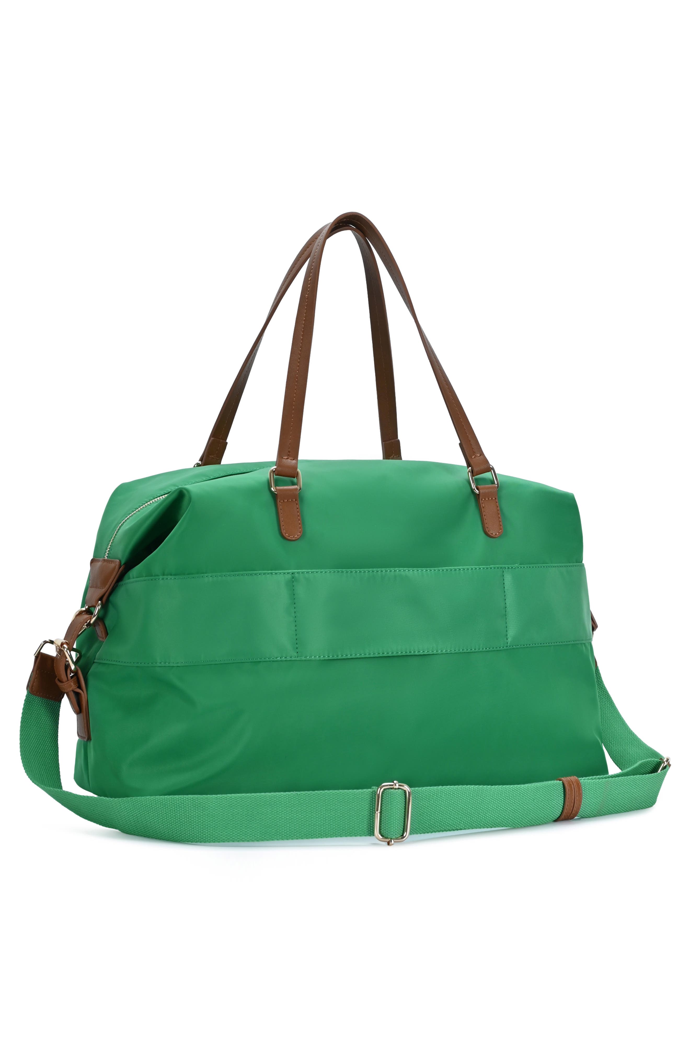 Nylon Weekender Faux Leather Trim Duffle Bag, Alternate, color, GREEN