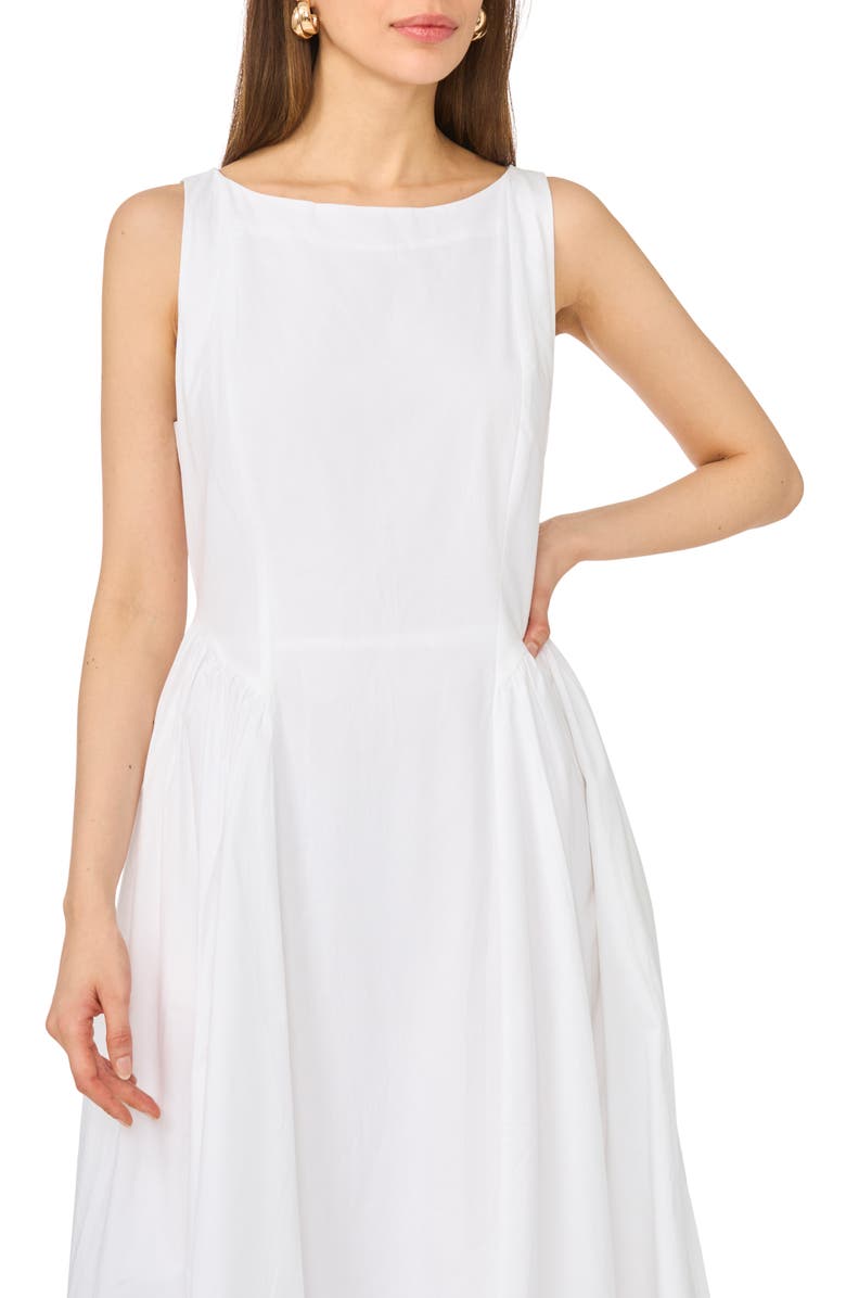 CeCe Godet Pleat Maxi Dress, Alternate, color, Ultra White