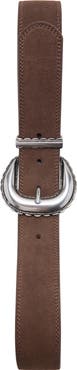 MANGO Engraved Buckle Suede Belt