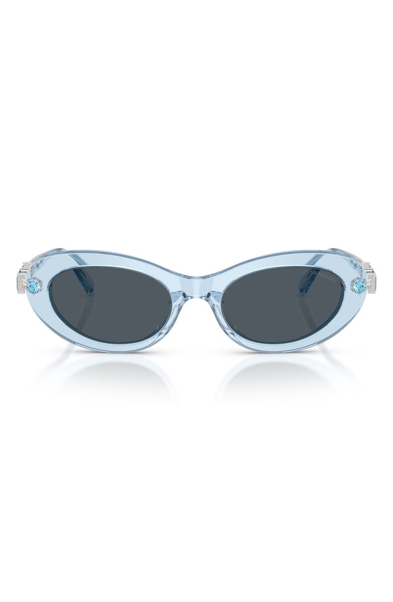 Swarovski 53mm Oval Sunglasses, Main, color, Light Blue / Dark Grey