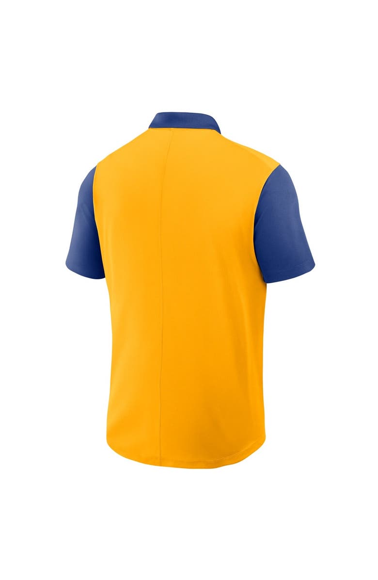 Nike Men's Nike Gold/Navy Milwaukee Brewers Cooperstown Collection Color-Block Victory Performance Polo, Alternate, color, Gold