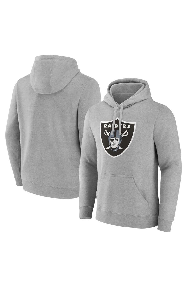 FANATICS Men's Fanatics Heather Gray Las Vegas Raiders Deliver Fleece Pullover Hoodie, Main, color, 