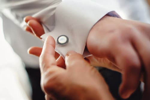 Link Up Round Mother Of Pearl Antique Border Cufflinks In Metallic