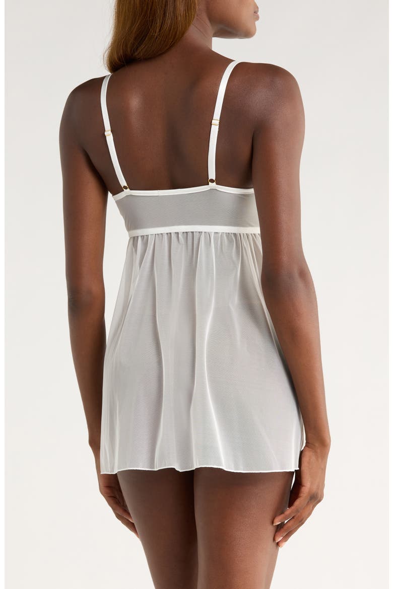 Lace & Mesh Babydoll Chemise, Alternate, color, WHITE