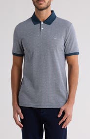 Original Penguin Line Print Bird's Eye Piqué Polo
