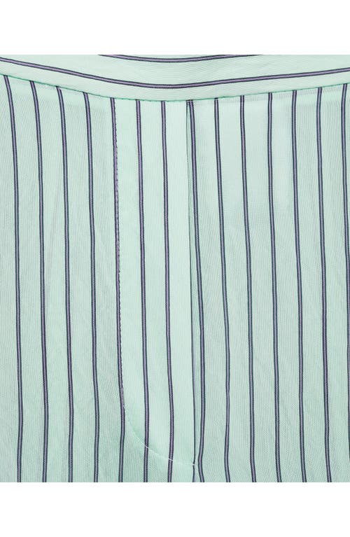 Mango Stripe Low Rise Straight Leg Jeans In Green