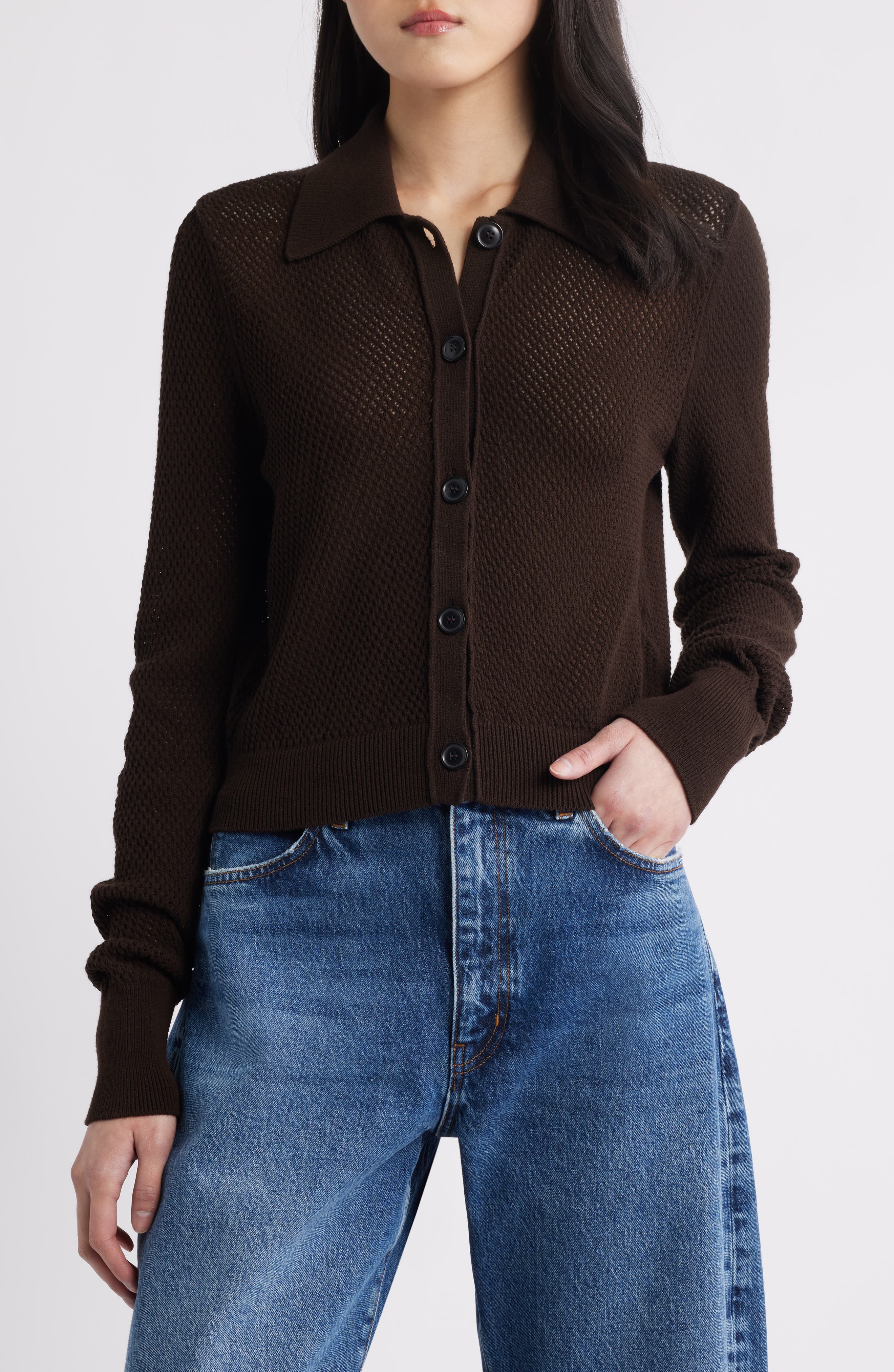 FRAME The Shrunken Lace Knit Cardigan