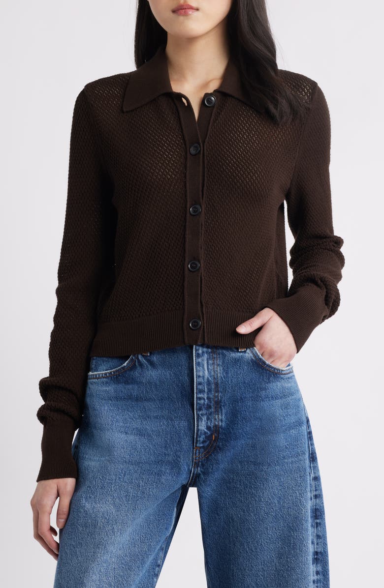 FRAME The Shrunken Lace Knit Cardigan, Main, color, 