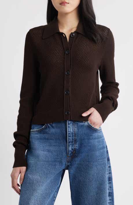 FRAME The Shrunken Lace Knit Cardigan