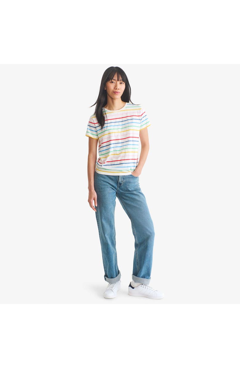 Primary Adult Rainbow Stripe Easy Tee, Alternate, color, Ivory Rainbow Sunrise Stripe