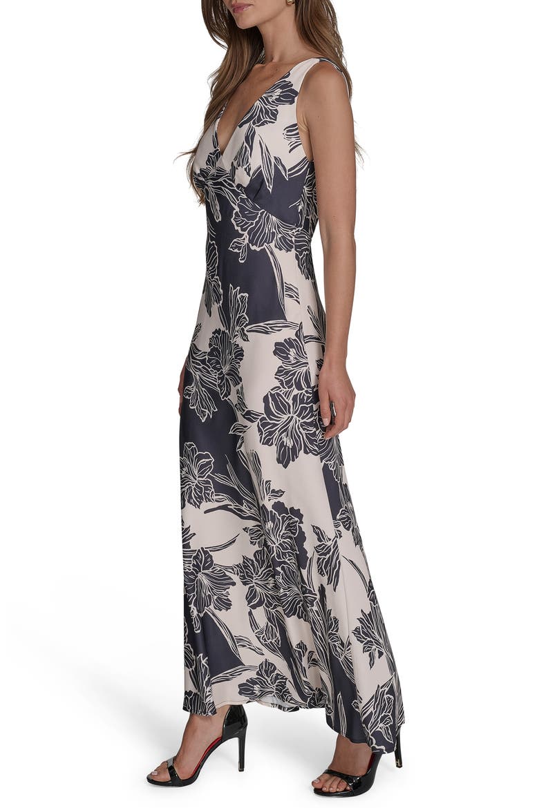Floral Print Maxi Dress, Alternate, color, MARINE/ VANILLA