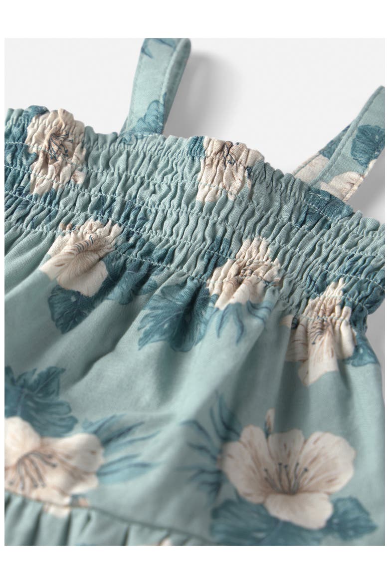Print Smocked Organic Cotton & Linen Sundress & Bloomers Set, Alternate, color, HIBISCUS