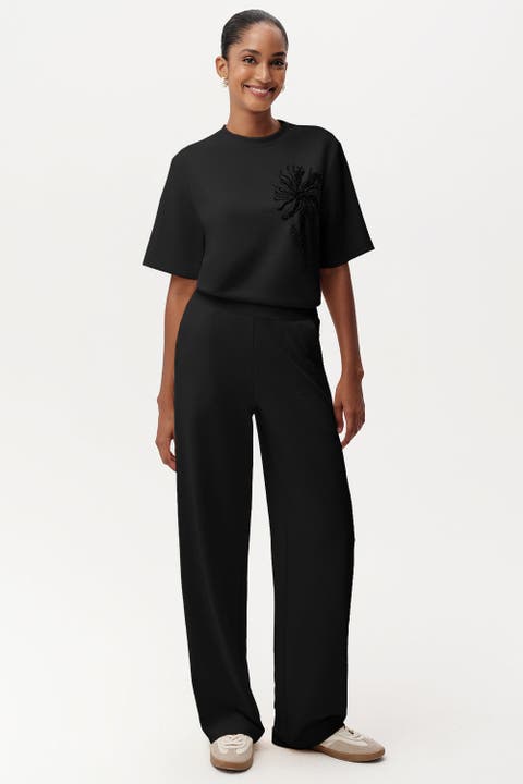 Shayna K Pants Wide Leg Knit Trousers