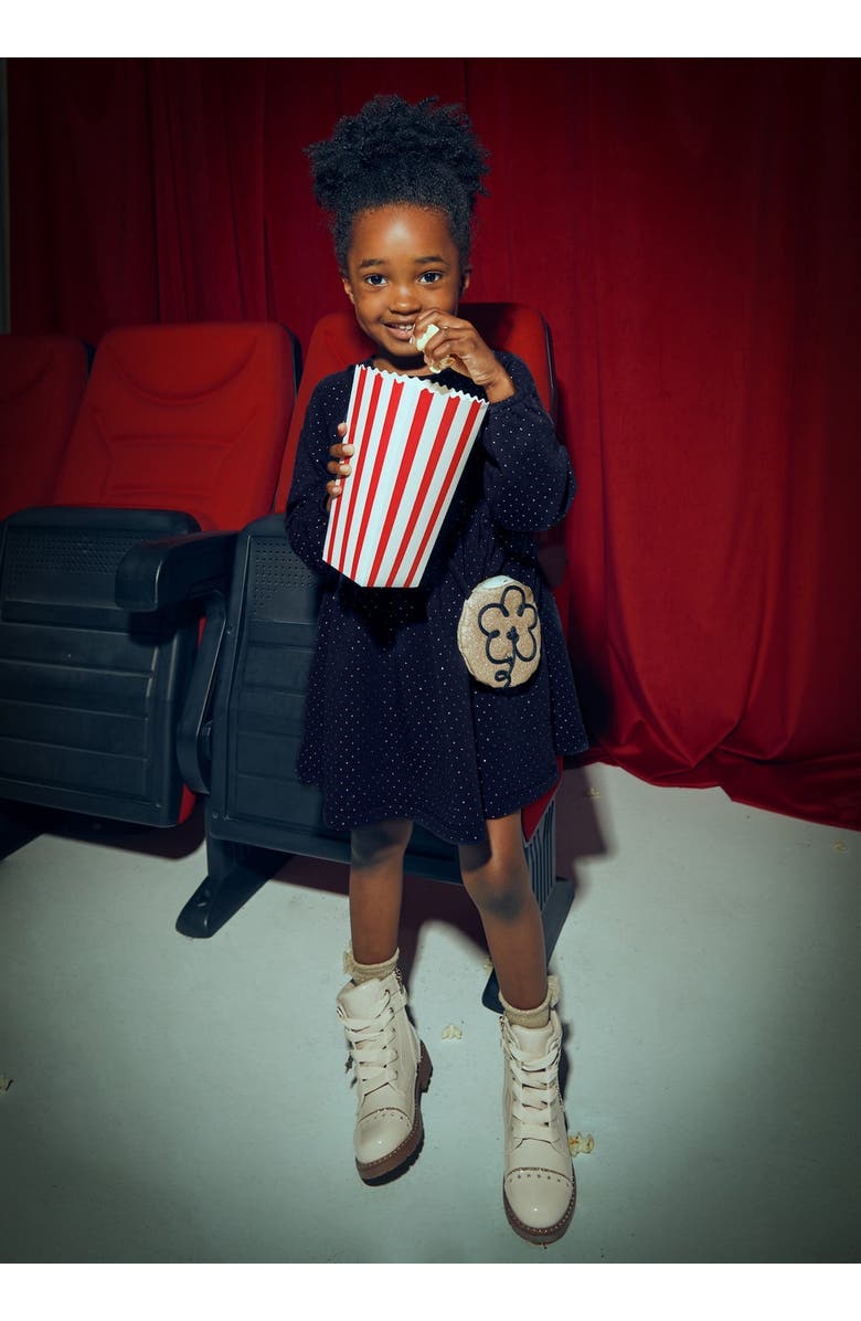 Mayoral Fleece Dress with Handbag, Alternate, color, Navy