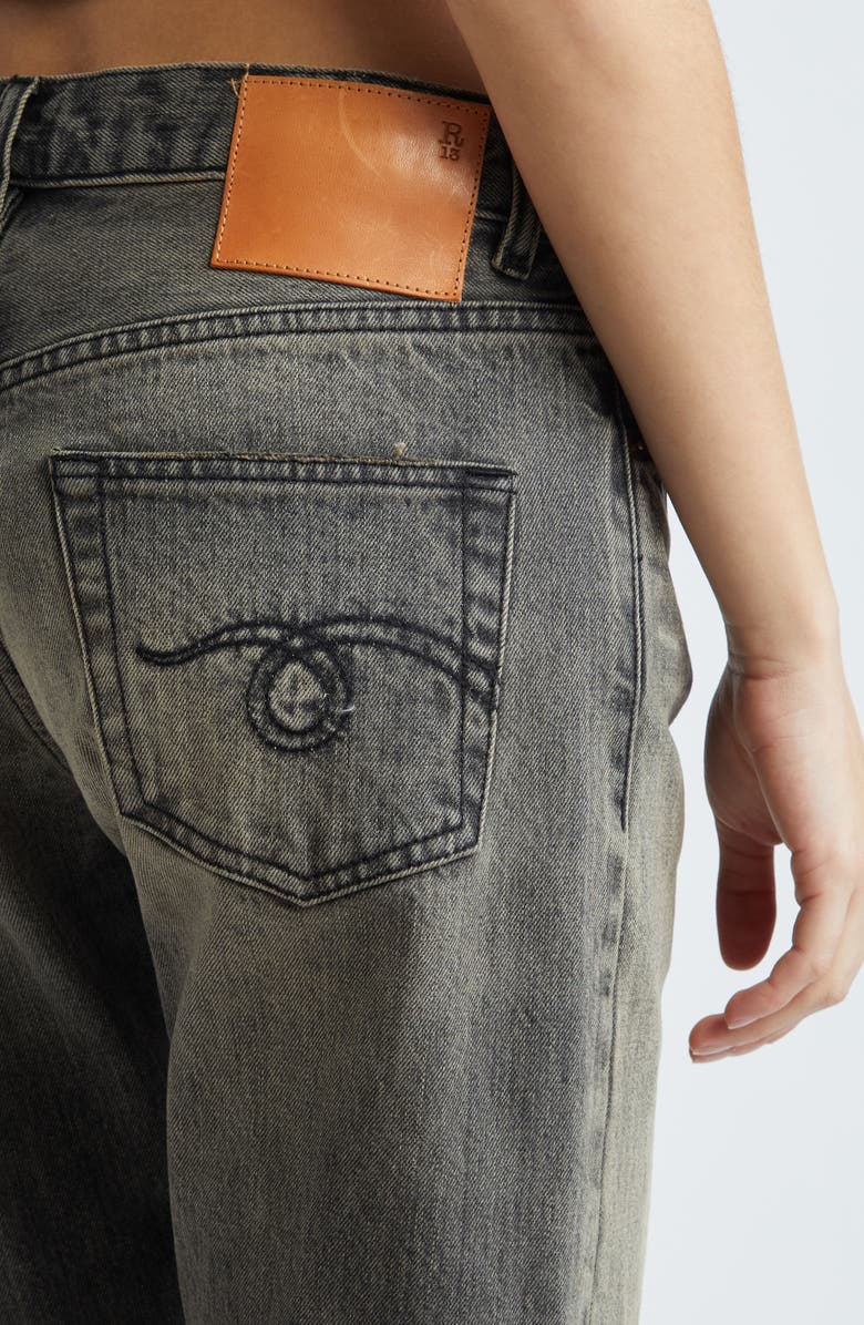 R13 Romeo Cuffed Straight Leg Jeans, Alternate, color, Hayne Selvedge Black