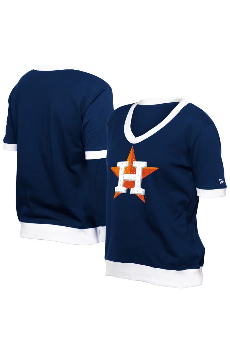 New Era Women's New Era  Navy Houston Astros Game Day Rhinestone V-Neck T-Shirt, Alternate, color, 