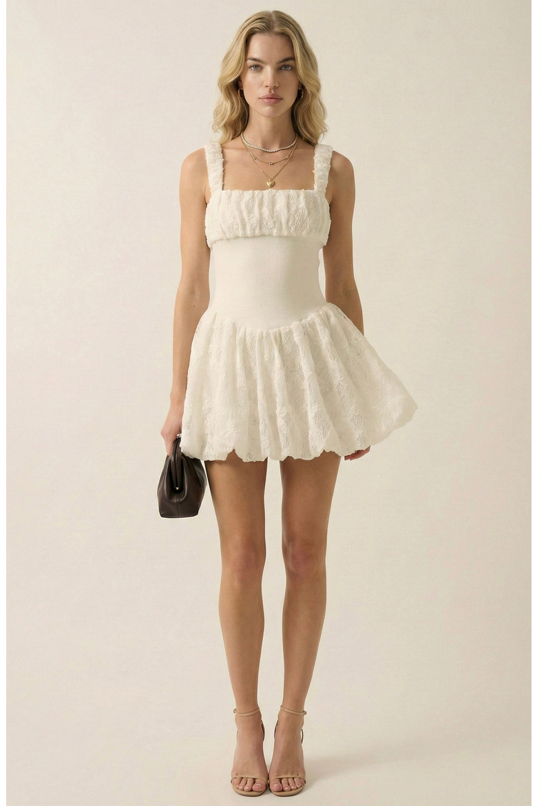 Boucle Knit Fit and Flare Mini Dress, Main, color, Ivory