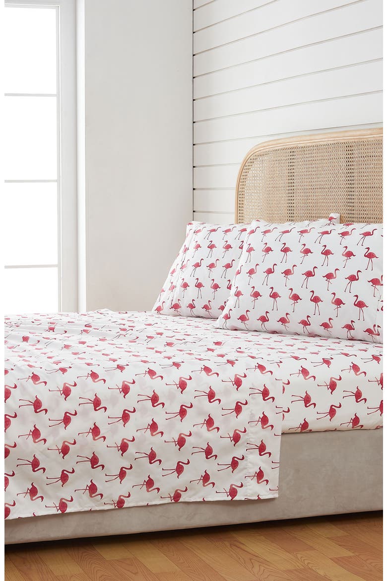 Coastal Microfiber Sheet Set, Alternate, color, FLAMINGO