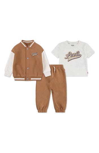 Levi's® Bomber Jacket, Graphic T-shirt & Joggers Set In Brown