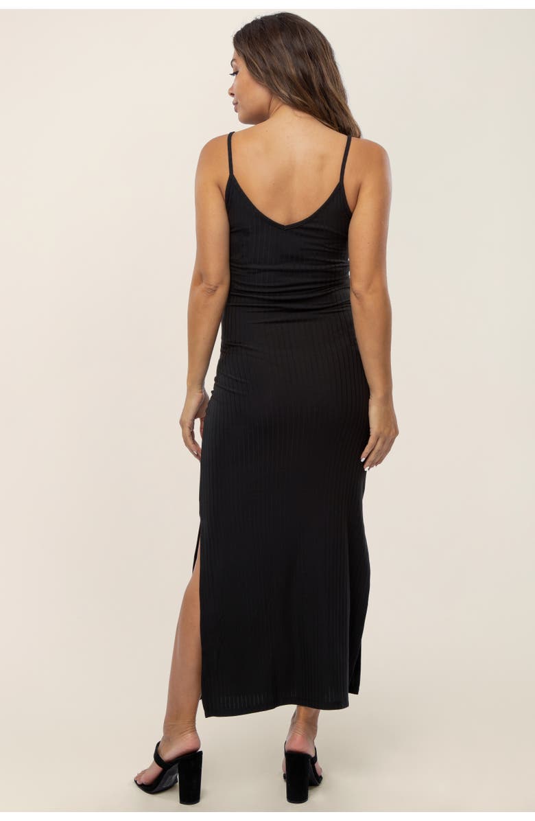 PinkBlush Ribbed Side Slit Maxi Dress, Alternate, color, Black