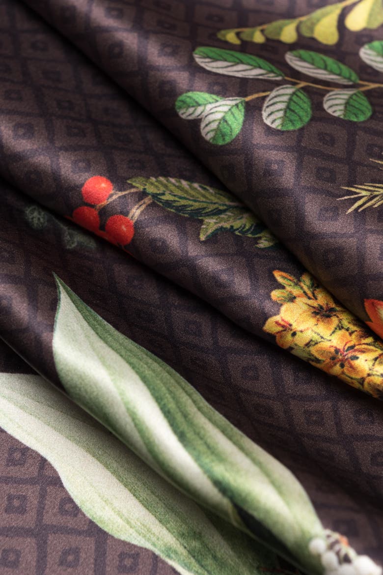 Sara - Long Satin Silk Scarf for Women, Alternate, color, Chocolate